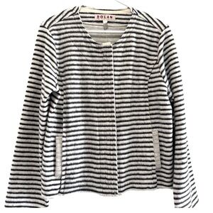 Dolan anthropology Left Coast black & ivory  knit jacket sz L Preppy classic